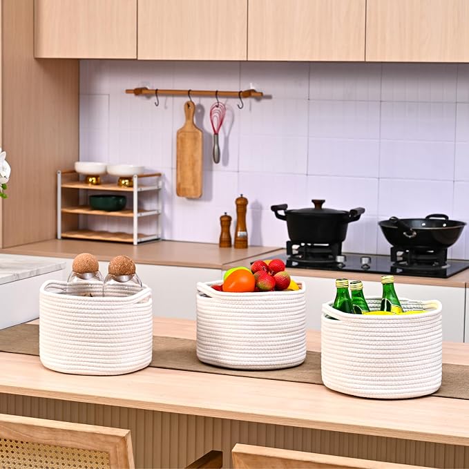 Small Storage Baskets for Organizing, Organizer Baskets for Shelves, Woven - Image 4
