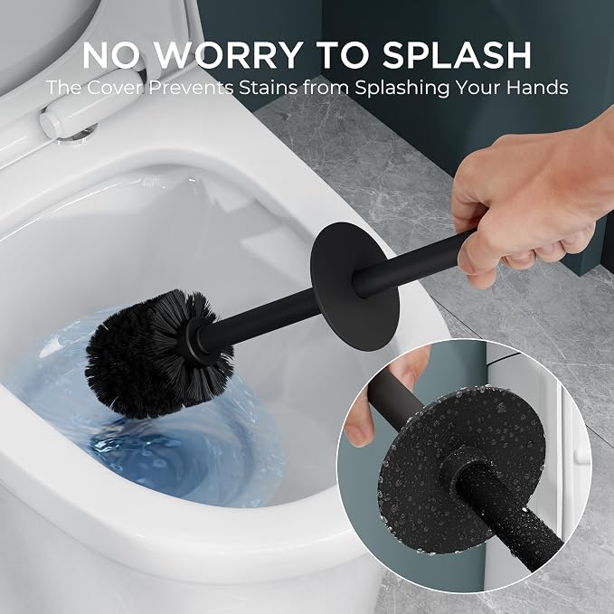 FORIOUS Toilet Brush and Holder Set, Heavy Duty 304 Stainless Steel Base Square - Image 5