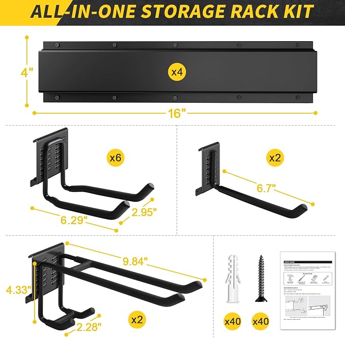64 Inches Garage Storage, Garage Organization, Wall Mount Garden Tool Organizer - Image 5