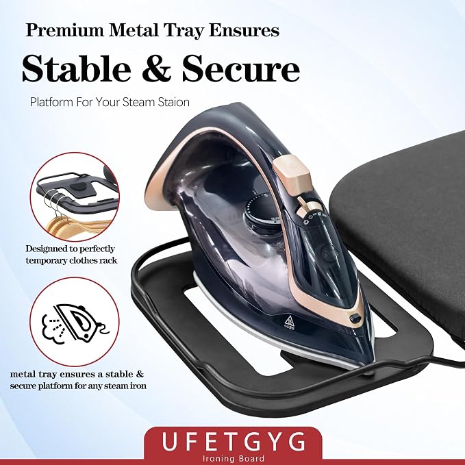 Ironing Board, Metal Panel Iron Board |43" X 13" W/with Iron Rest | Full Metal - Image 3
