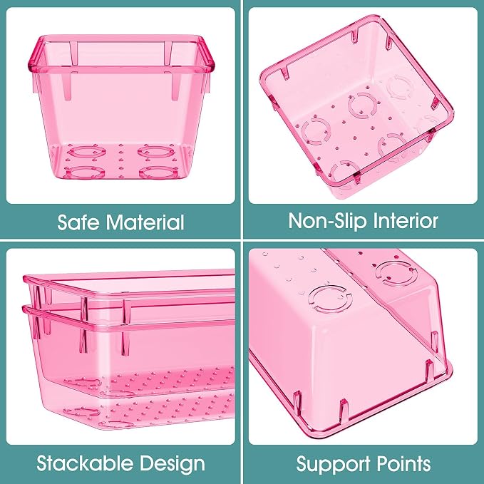 WOWBOX 25 PCS Plastic Drawer Organizer Set, 4 Sizes Desk Drawer Divider - Image 3