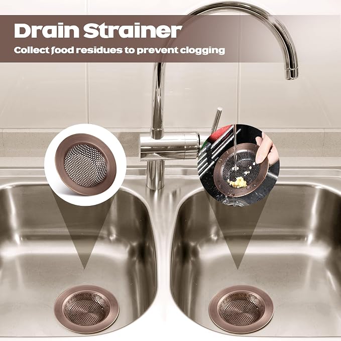 Retisee 2 Pcs Sink Strainer Stainless Steel Kitchen Sink Drain Strainer Basket - Image 4