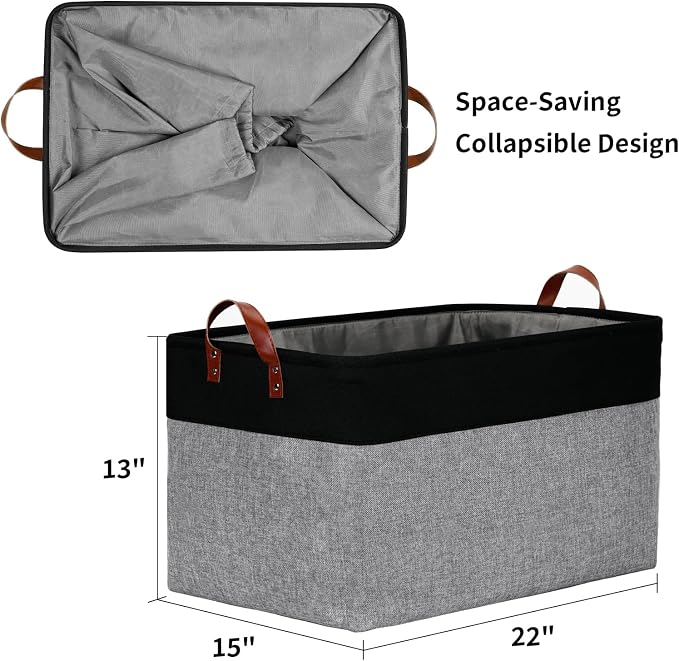 DULLEMELO Extra Large Canvas Fabric Storage Basket, 70L Foldable Closet Storage - Image 5