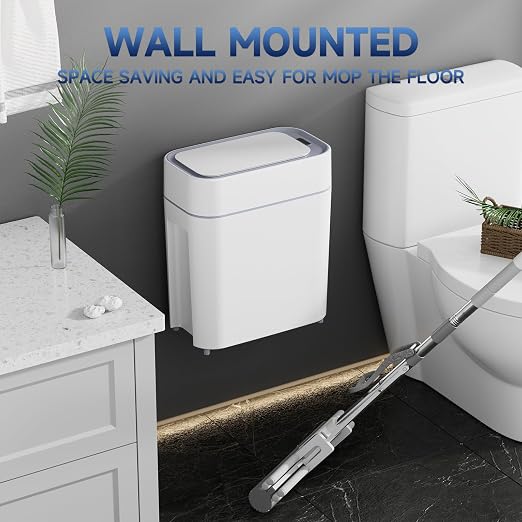 Bathroom Trash Can with Lid: 2.3 Gal Small Slim Motion Sensor Wastebasket - Image 6