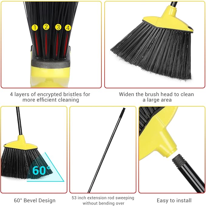WILLBOND 20 Pcs Heavy Duty Broom Outdoor Indoor Commercial Angle Brooms Bulk - Image 3