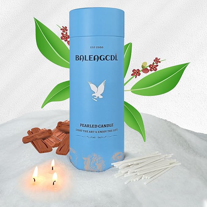 Sandalwood Scented White Pearled Candle 18oz Luxury Sand Candle Granulated Wax by ZECHKAVAA