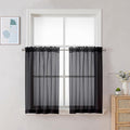 Chyhomenyc Black Sheer Tier Curtains 24 Inch Length, Small Window Curtains by Chyhomenyc