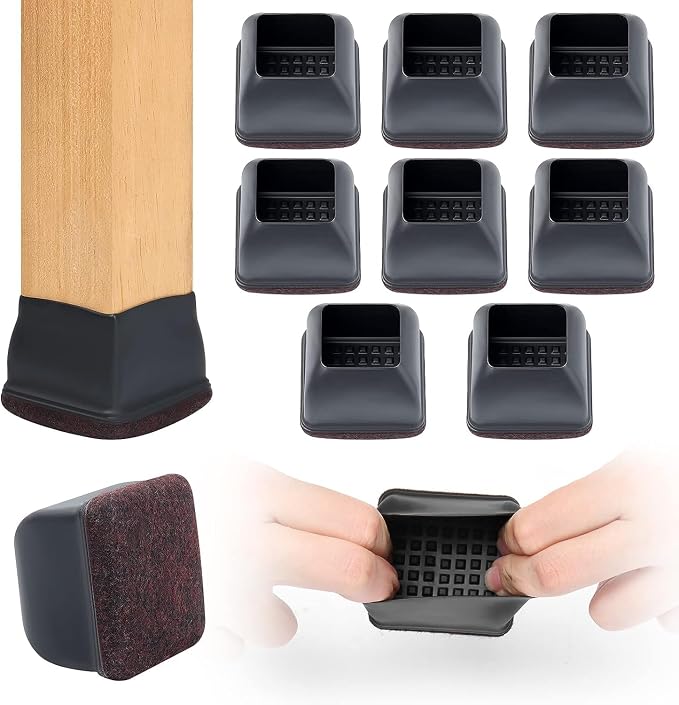 Ezprotekt 8 Pcs Extra Large Square Chair Leg Floor Protectors, Silicone Felt by VisittheEzprotekt