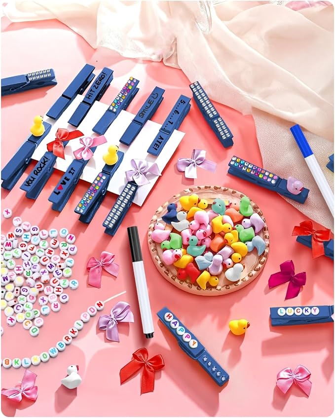 Cheer Pins for Backpack Cheer Stuff Kit 70 Blue Colored Clothes Pins - Image 8
