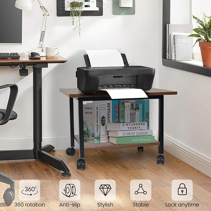 Printer Stand with Storage Under Desk Shelf, Desktop Printer Stand Organizer - Image 4