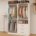 Closet System with 2 Sets, 4FT Closet Organizer Systems with 3 Wooden Drawers & by Dooloric