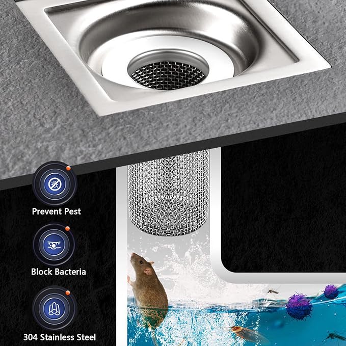 Resdenio Bathroom Sink Drain Strainer Stainless Steel, 2 Pack Floor Drain - Image 6