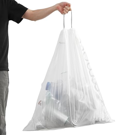 happimess HPM3000V-WHITE 30 Gallon Drawstring Unscented Trash Can Liner - Image 3