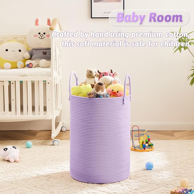 Laundry Basket, Woven Cotton Rope Laundry Hamper, 60L - Image 4