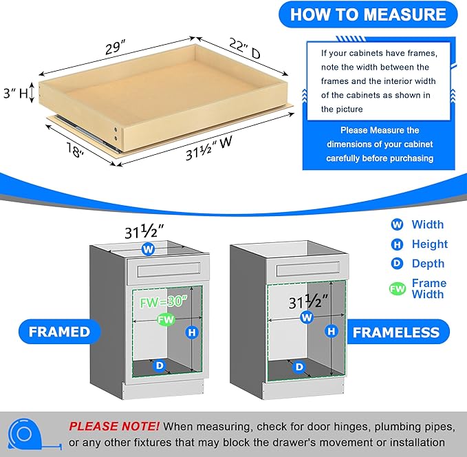 WelFurGeer Soft Close Pull Out Cabinet Organizer, Cabinet Roll Out Drawers - Image 3