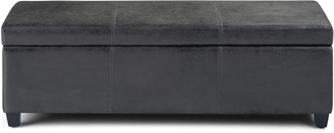SIMPLIHOME Avalon 48 inch Wide Contemporary Rectangle Storage Ottoman Bench in - Image 4