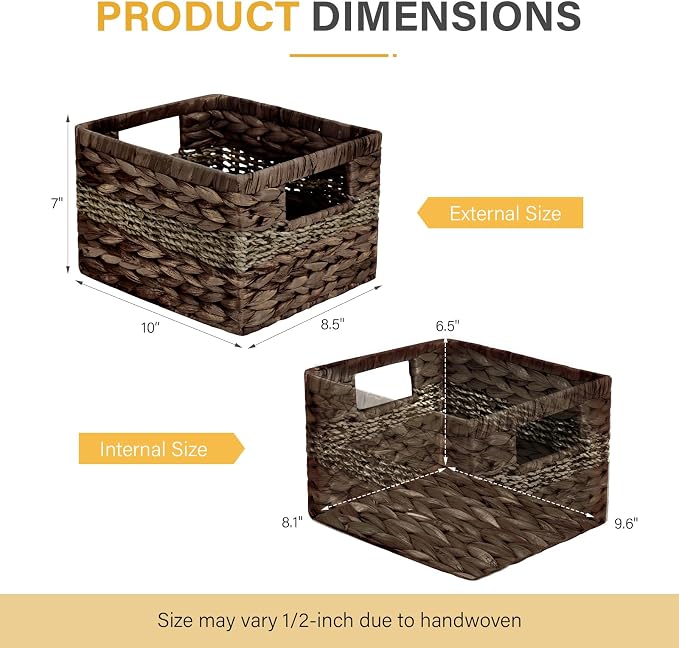 Water Hyacinth Wicker Basket, Decorative Woven Baskets - Image 2