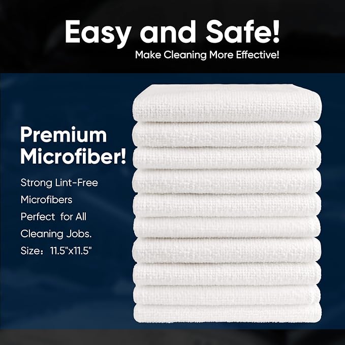 AIDEA Microfiber Cleaning Cloth White-100PK, Absorbent Cleaning Rags, - Image 6