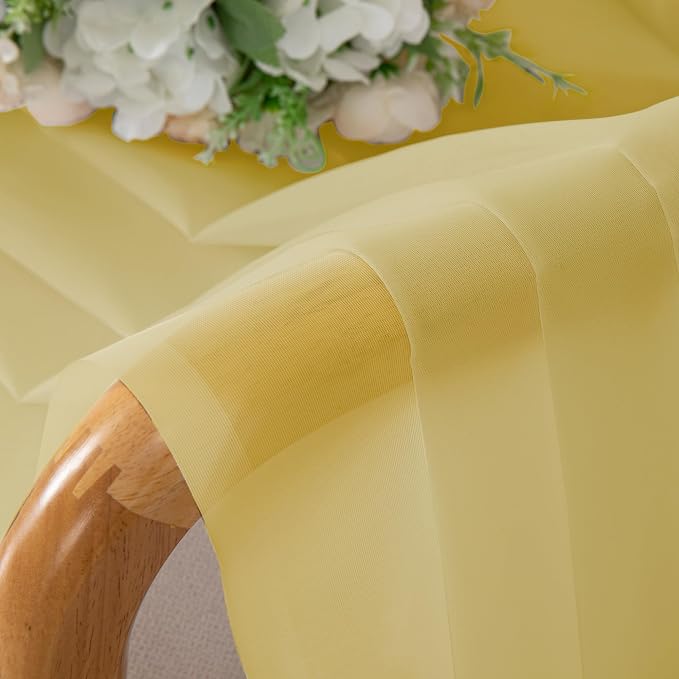 Chyhomenyc Mustard Yellow Sheer Curtains 84 Inch Length 2 Panels, Light - Image 6