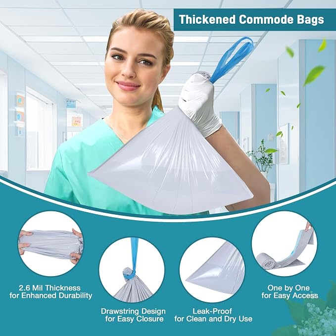 Commode Liners with Absorbent Pads- 100 Commode Bags+ 100 Commode Pads - Image 4