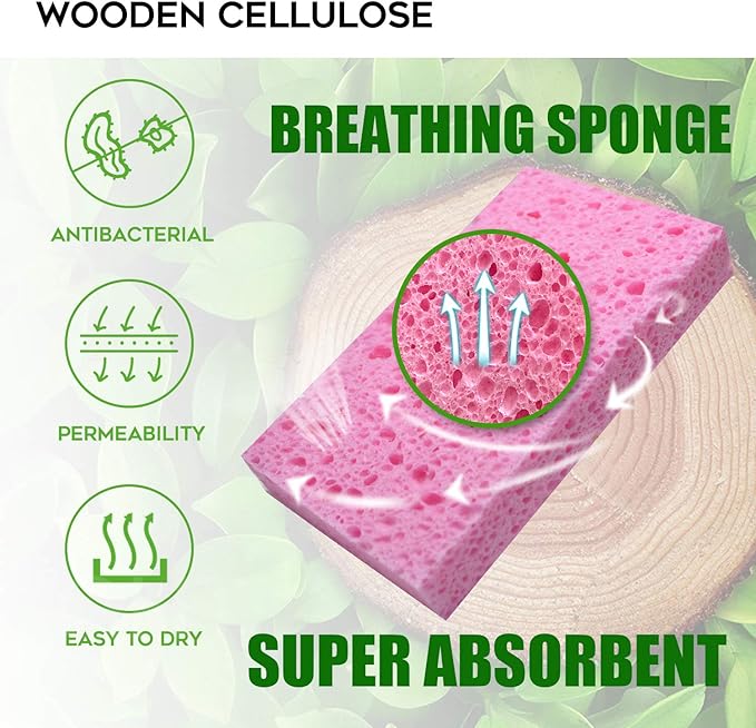Cleaning Scrub Colored Sponge, Non-Scratch Kitchen Cellulose Dishwashing Sponge - Image 3