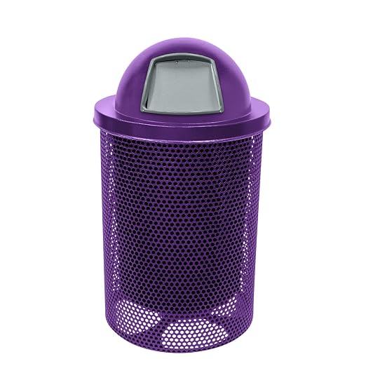 COATEDOUTDOORFURNITURE RDT-P-TXTPUR Heavy Duty Round Trash Receptacle by CoatedOutdoorFurniture
