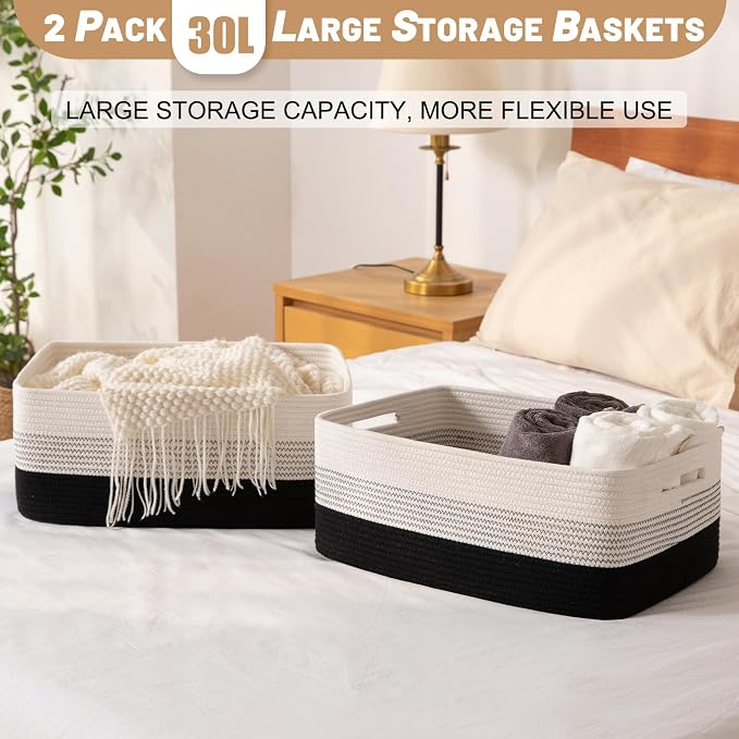 Large Storage Basket for Organizing, Woven Rope Basket for Shelves, Closet - Image 4