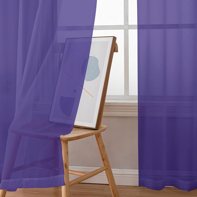 Chyhomenyc Purple Sheer Curtains 72 Inch Length 2 Panels, Light Filtering Soft - Image 5