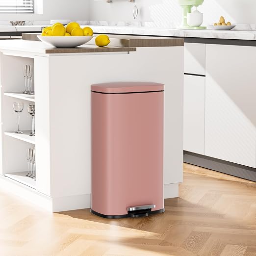 Arlopu 13.2+1.3 Gallon Step Trash Can, Stainless Steel Garbage Bin, Soft-Close - Image 6