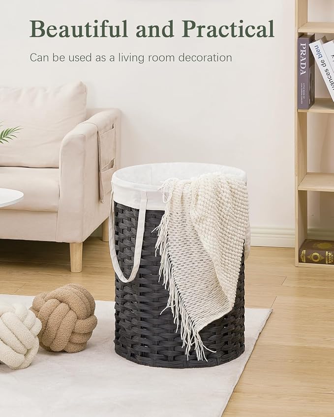 Laundry Hamper Laundry Basket Round 19.0 Gal Handwoven Rattan Laundry Basket - Image 8