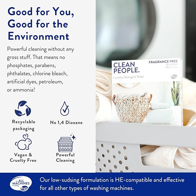 Clean People Laundry Detergent Sheets- Recyclable Packaging, Hypoallergenic - Image 4