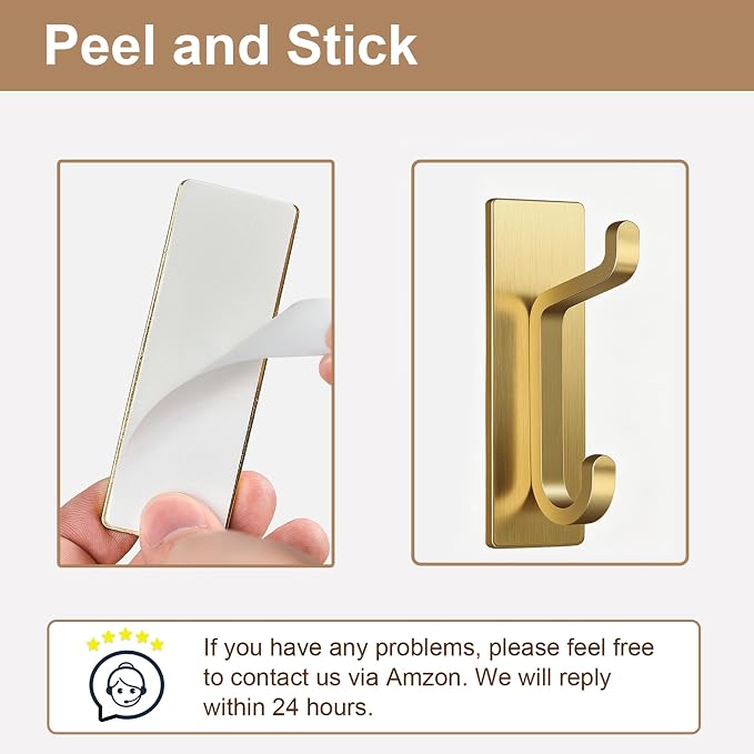 pickpiff Self Adhesive Hooks, Extra Sticky 10LB, Heavy Duty Stainless, Stick On - Image 3