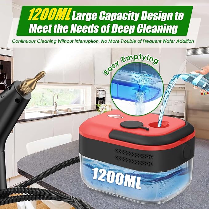 7-in-1 Handheld Steam Cleaner, 2200W High Pressure Steam Cleaner, 1.2L Portable - Image 3