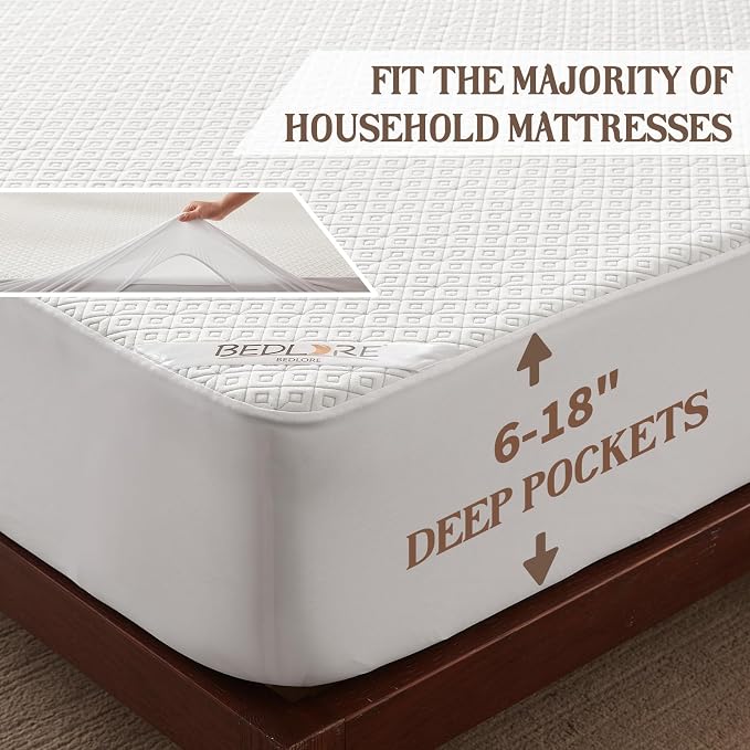 BEDLORE Queen Mattress Protector, Waterproof Noiseless Mattress Cover - Image 5