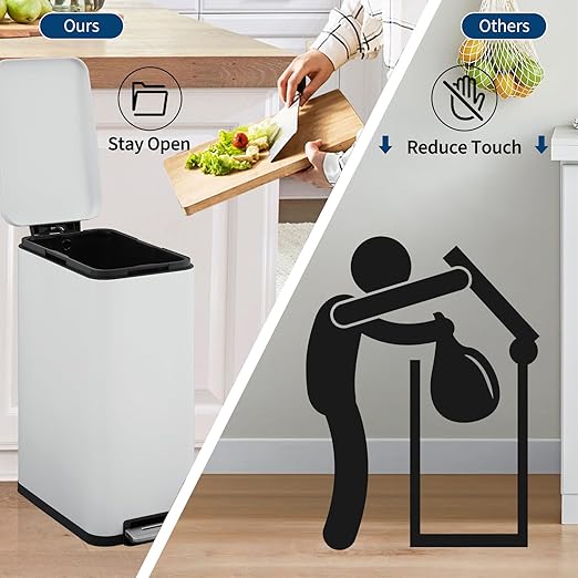Garvee 13 Gallon Kitchen Trash Can, Stainless Steel Step Garbage Bin - Image 5