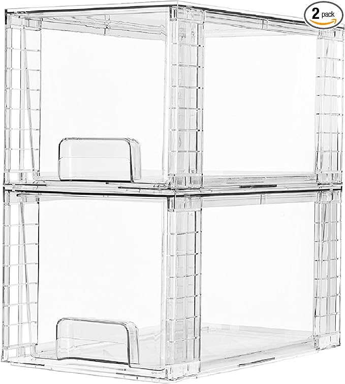 Vtopmart 2 Pack Large Stackable Storage Drawers, Easily Assemble by Vtopmart