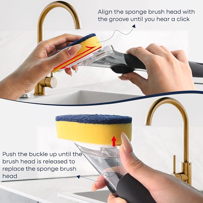 Sponge Brush Refills for OXO Dish Brush, 8 Pack Soap Dispensing Dish Refills - Image 5