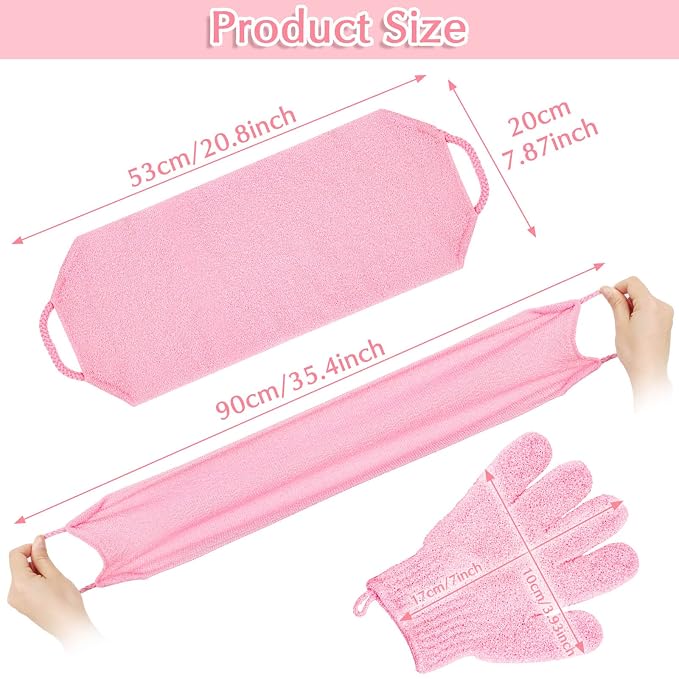 Anezus Exfoliating Shower Bath Gloves Back Scrubber Set - Image 6
