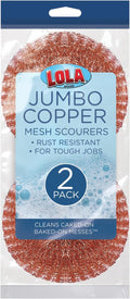 Copper Mesh Scouring Pad by LOLA, 2 Pack, 45 Grams, Copper Coated Knitted Wire by LolaProducts