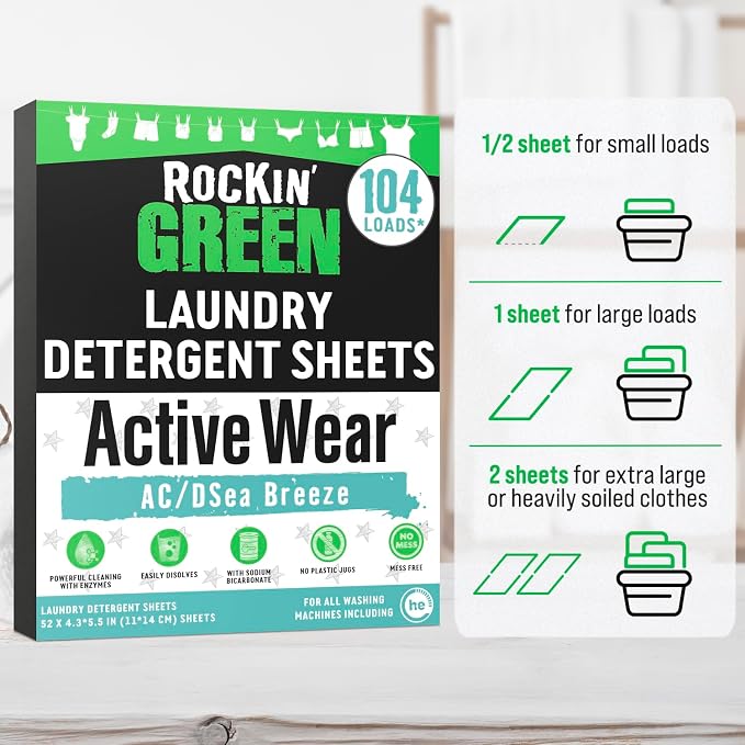 Rockin' Green Active Wear Travel Laundry Detergent Sheets - Image 5