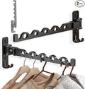 Dr.DJ Wall Hanger for Clothes, Coat Hanger Wall Mounted Matte Black Retractable by DrDJ