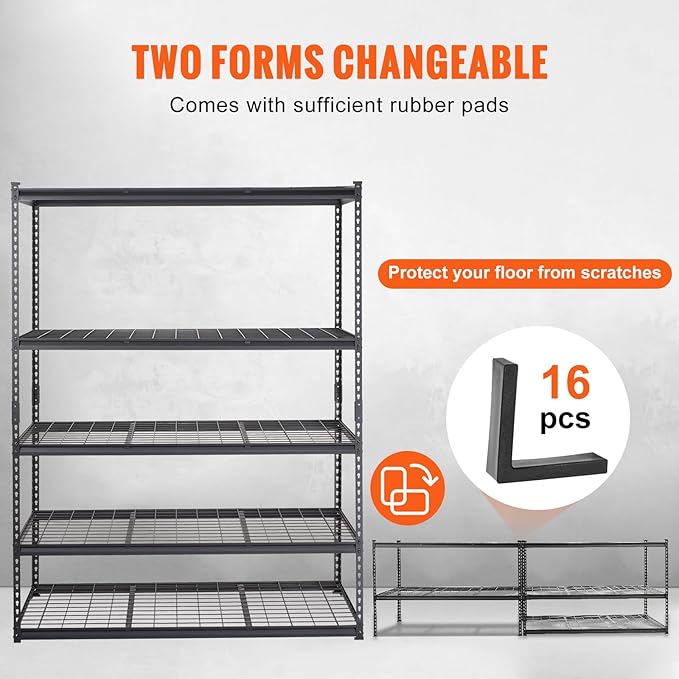 VEVOR Storage Shelving Unit, 5-Tier Adjustable, 2000 lbs Capacity, Heavy Duty - Image 6