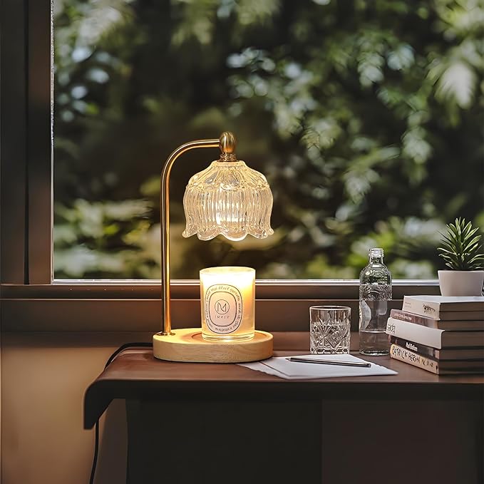 Candle Warmer Lamp with Timer Dimmable, Antique Brass Candle Lamp, Wax Melt - Image 7