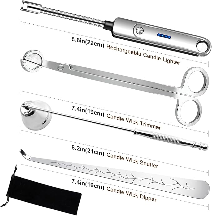 Lsnisni 4 in 1 Candle Accessory Set, Electric Lighter, Wick Cutter, Snuffer and - Image 7