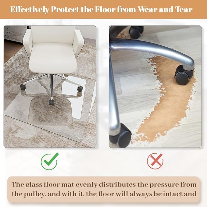 48" x 72" Glass Chair Mat, 1/5" Thick Office Chair Mat - Image 5