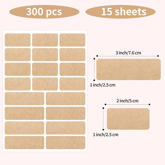 Kraft Label Stickers Removable Writable Gift Labels, Self-Adhesive Brown Labels - Image 2
