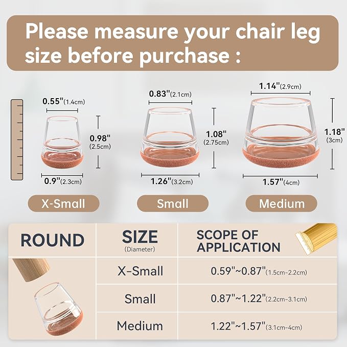 24PCS Extra Small Chair Leg Floor Protectors - Image 3