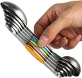 Magnetic Measuring Spoons Set Stainless Steel Stackable Dual Sided Teaspoons by YellRin