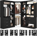 Corner Closet System with 5 Drawers, Closet Organizer System with 15+Shelvess & by Besiost
