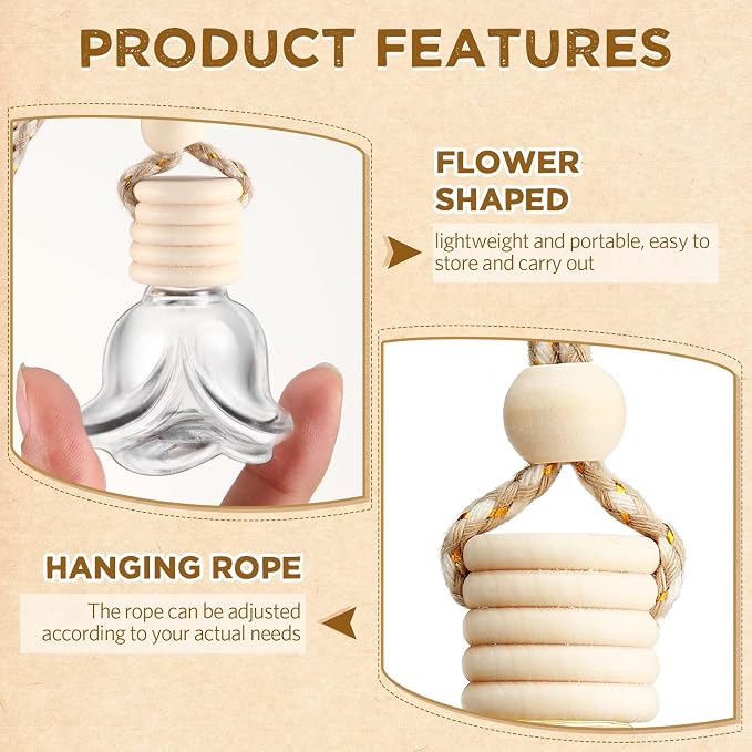 BBTO 50 Pcs Hanging Car Air Freshener Car Diffuser Bottles Empty Glass Perfume - Image 3